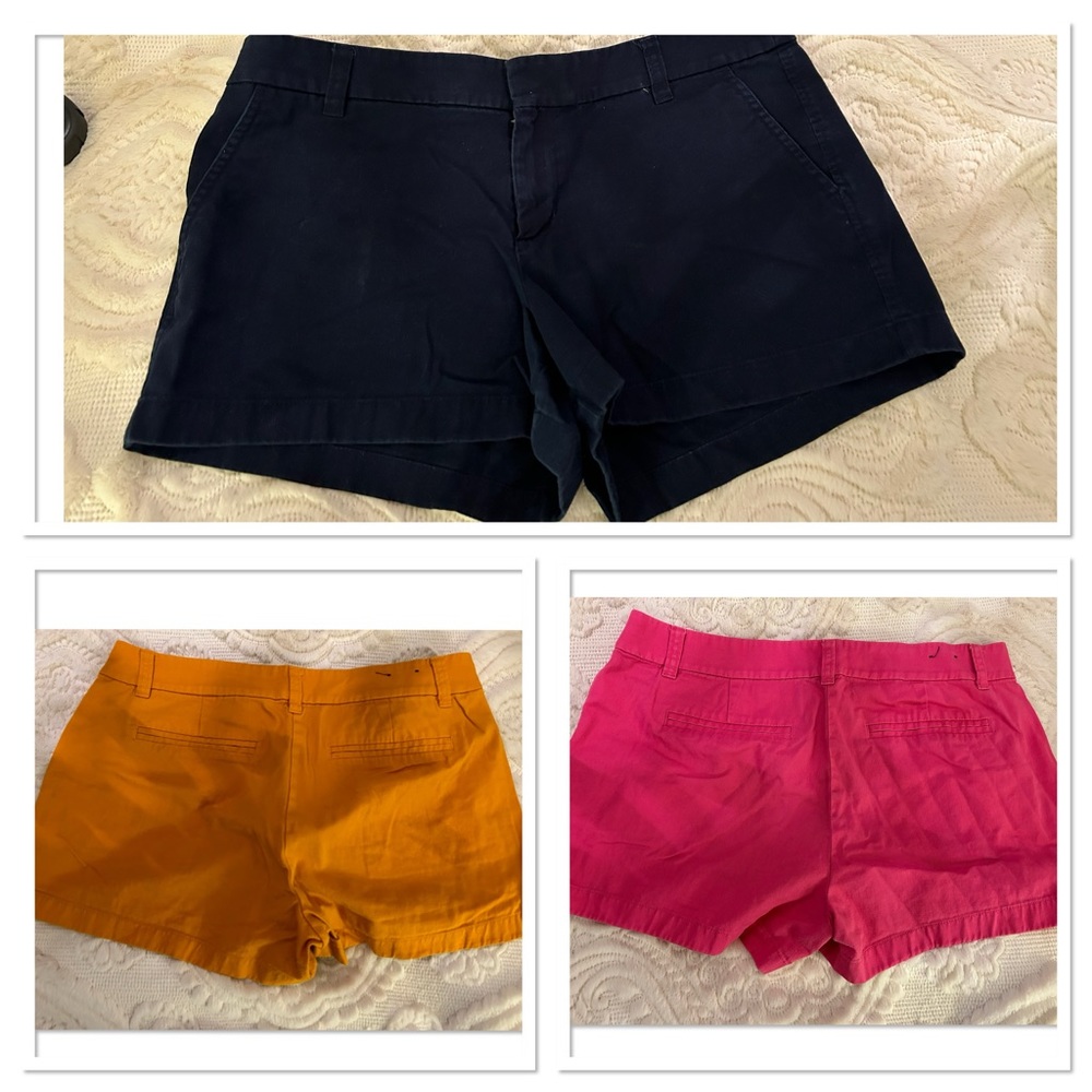 J Crew Shorts 3 Pair-Navy,Mustard,Pink